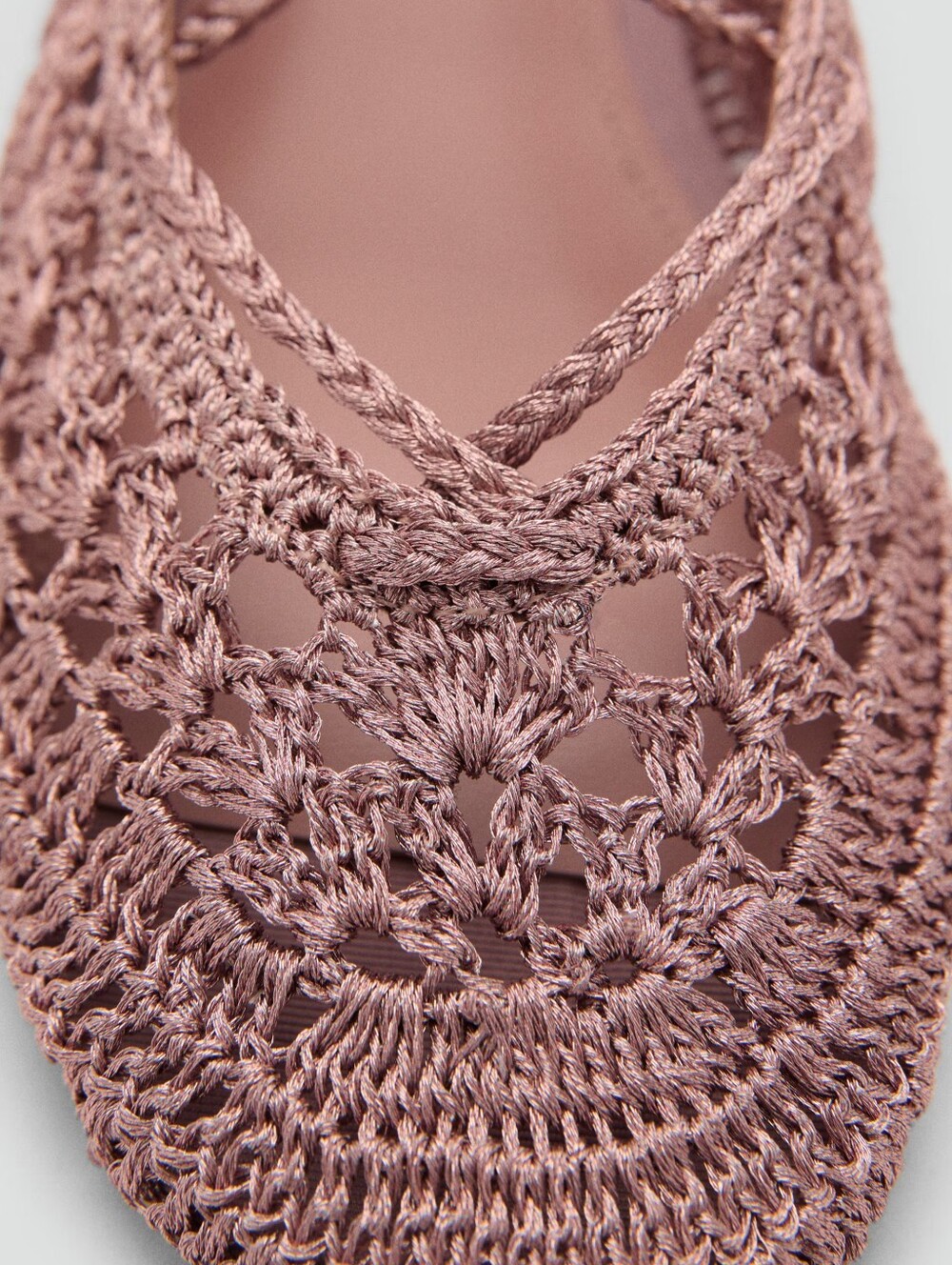 Mango Crochet Wrap Ballet Flat in Dusty Pink - Picture 3 of 3